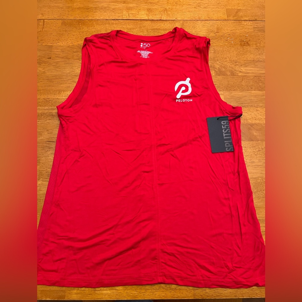 Peloton Red Sleeveless Splits 59 brand Size Medium NWT
